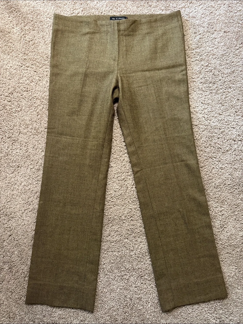 Etro Olive Green Straight-Leg Dress Pants - Picture 1 of 3